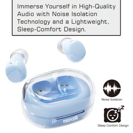 Maxell True Wireless Earbuds – Sleep Comfort Design – 12 Hours Playtime – Noise Isolation