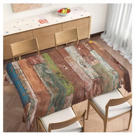 Beabes Tablecloth Grunge Wood, Retro Wooden Plank Brown Rectangular Table Cover Kitchen Table Cloth for Dining Hotel Canteen Coffee BBQ Parties Tabletop Decoration, 52x70 Inch