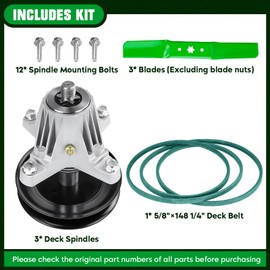 Deck Rebuild Kit fits for MTD Cub Cadet Craftsman 54 inch RZT-L54KH S54 ZT S54KH Z6600, 3 Spindles 618-06978 918-06978, 3 Blade 942-05056, 148'' Belt 954-04329