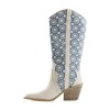 Dolce Vita Women's NAVENE Western Boot, Blue Floral Fabric, 7