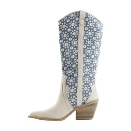 Dolce Vita Women's NAVENE Western Boot, Blue Floral Fabric, 7