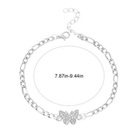 Handcess Butterfly Anklet Silver Crystal Anklet Beach Foot Jewelry for Women Girls