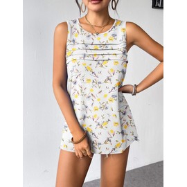 Zeagoo Casual Tops for Women Trendy 2025 Sleeveless Summer Shirts Dressy Loose Floral Cute Tunic Tank Tops Floral White M