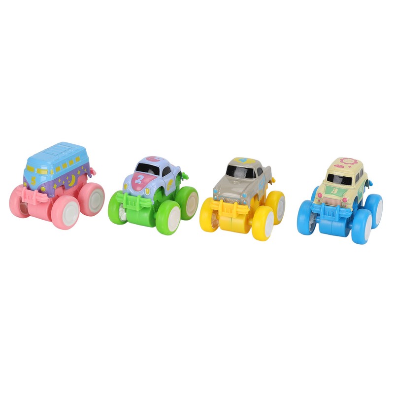 4pcs Pull Back Car Toys Cartoon Q Version Alloy Vehicle