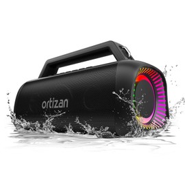 Ortizan Portable Bluetooth Speaker Loud, 80W Peak, Bass Up, 20H Playtime, IPX7 Waterproof, RGB Lights, Wireless Stereo Pairing, BT5.3, USB-C, Subwoofer Outdoor Speaker for Camping, Beach, Backyard