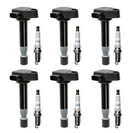 Ignition Coil & Spark Plugs Set of 6 Compatible with Honda Accord Odyssey Acura CL RL TL 3.0L 3.5L 3.7L V6 Replaces# UF242, 30520P8EA01