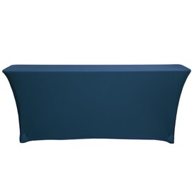 YOUR CHAIR COVERS - Spandex 6 Ft x 18 Inches, Narrow Classroom Standard Rectangular Training Stretch Tablecloth - Navy Blue