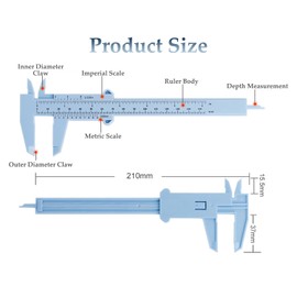 Plastic Calliper, Vernier Caliper for Household, Office, Student, 150 mm Plastic with High Accuracy, Double Control Scale Vernier Caliper, for Measuring Buttons, Jade, Permanent Make Up (Pack of 4)