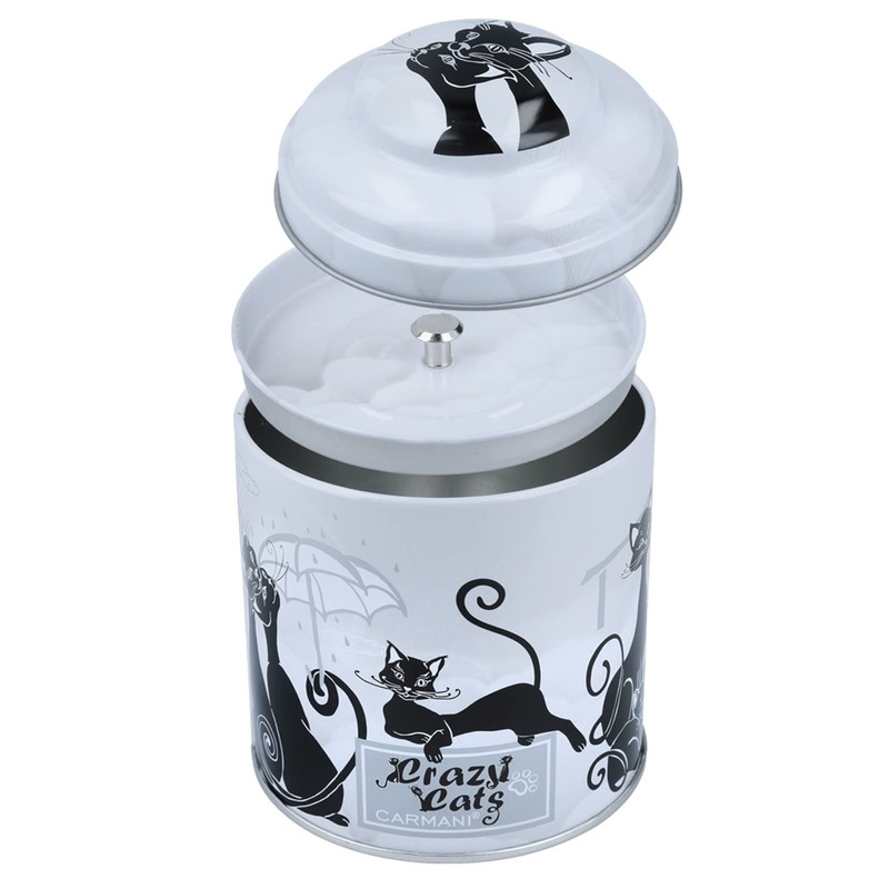 CARMANI - Printed with Crazy Cats Motif Small Metal Tin