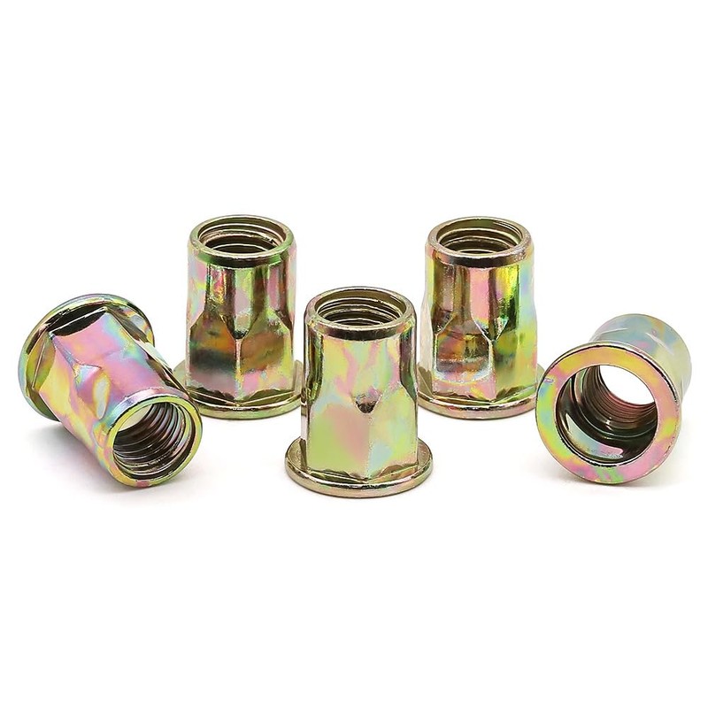 10Pcs M12 x 22mm Carbon Steel Rivet Nut Insert, Zinc