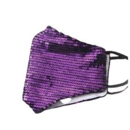 Fashion Sequin Glitter Cotton Masks for Women Filter Pocket and Filter Included | Glamour Masks (Purple)