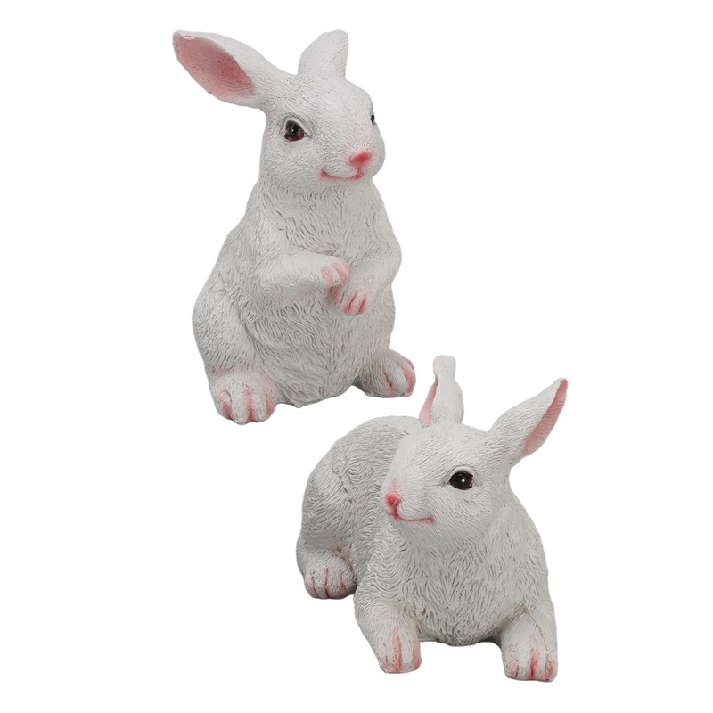1 Pair Bunny Rabbit Ornaments Decorations Resin Art Craft Animal