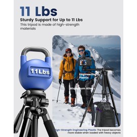 CAMBOFOTO 73" Camera Tripod and Monopod with Center Colum with Photography Sandbag, Horizontal Central Axis Professional Aluminum Tripod Stand for DSLR/Camcorder/GoPro, with Phone Holder/Travel Bag