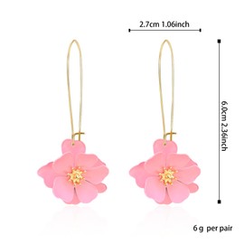 YUNXI Unique Boho Flower Dangle Earrings Exaggerated Layered Floral Petal Drop Dangle Statement Stud Earring for Women Jewelry with Box, Metal Acrylic, No Gemstone