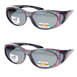 Pink Ribbon Shades 2 Pair Polarized Fit Over Oval Sunglasses - small - Floral/Floral