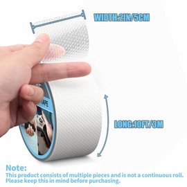 Yorwe Rubber Grip Tape, Ultra-Thin Strong Adhesive Anti-Slip Waterproof Heat Resistant Wear-Resistant Cushion Pad, Making Handles or Contact Surfaces Safer, with Grip and Comfort (Clear, 2In x 10Ft)