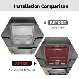 RT-TCZ Roof Reading Light Lamp Panel Cover Trim Decoration Interior Accessories for Ford Mustang 2024 2025 (Red Carbon Fiber)
