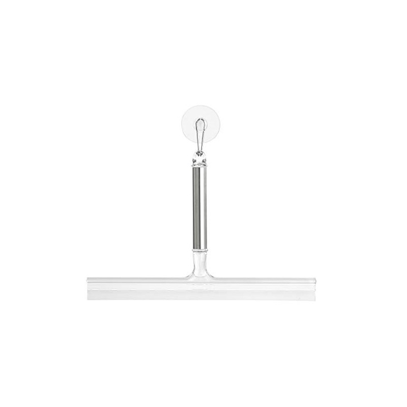 iDesign Forma Brushed Stainless Steel Squeegee with Suction Storage Hook