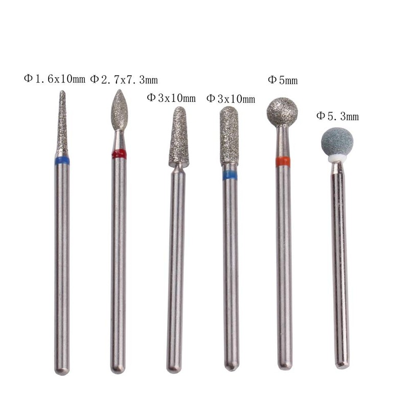 MZCMSL Russian Cuticle Drill Bit Set with Case,6pcs Cuticle Remover
