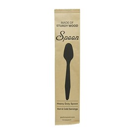 Packnwood 210CVB193W- Heavy Duty wooden spoon Wrapped in Paper Wrapper Incredible eats spoons, Biodegradable Bamboo Perfect for Serving, Tasting, Eating, Wedding & Parties -7.3”inch [500 Pack]