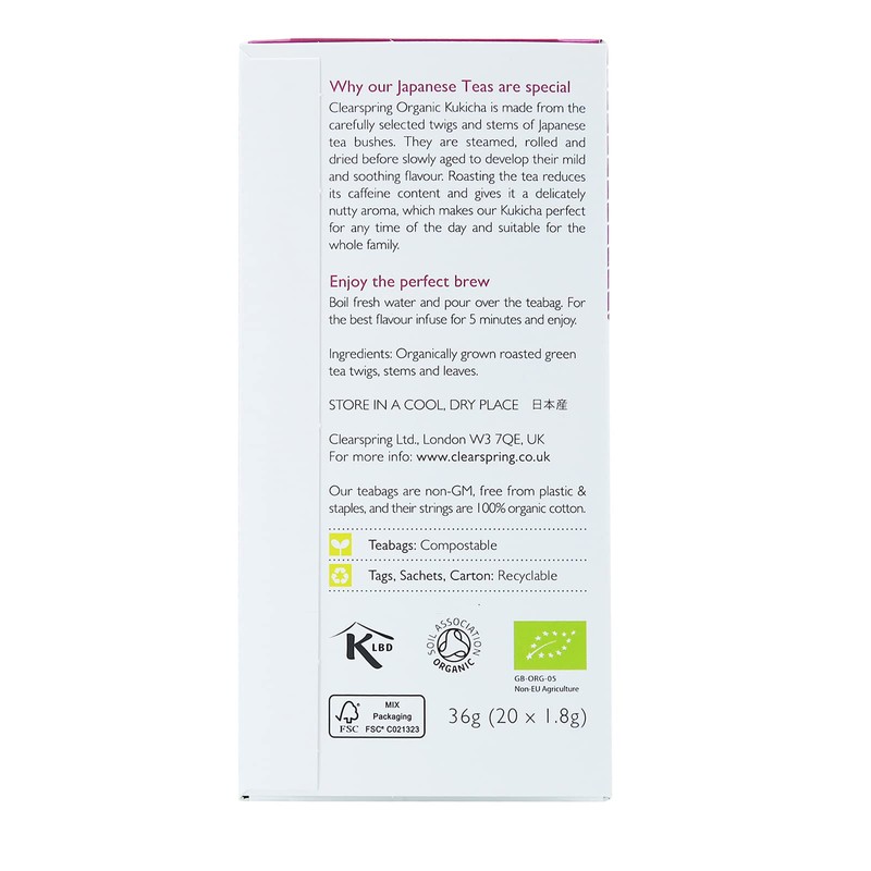 Clearspring Organic Japanese Kukicha - 20 Tea Sachets