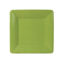 Caspari Grosgrain Square Paper Salad & Dessert Plates in Moss Green - 16 Count