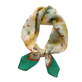 Lutesa Women's Scarf, Neckerchief, Square, Cotton Linen, Floral Pattern, Bag Decoration, Hair Ornament, 22.8 x 22.8 inches (58 x 58 cm), Spring & Summer, Office, Travel, pansy yellow