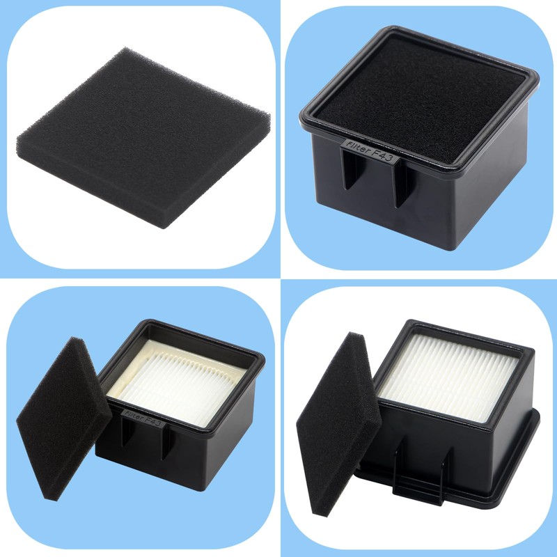 Aolleteau 2 Pack F43 HEPA Filter and Foam Filters Compatible