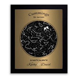 Lucky Tusk Brass Anniversary, 8 Year Anniversary, Custom Star Map, Constellation, Stars Aligned, Night Sky Print, Wedding Day Star Chart #1743,