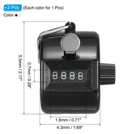 PATIKIL Clicker Counter, 2 Pcs 4 Digit Mechanical Handheld Tally Click Pitch Counter for Coaching Knitting, Golf, Lap, Fishing, Black-White