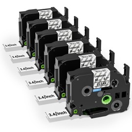 COLORTY Colorty TZe-141 TZ Tape 18mm 0.7 Laminated Clear Replace for Brother P-Touch Label Tape 18 mm TZe141 TZe Black on Clear for Ptouch PT-D400 PT-D410 D600 Label Maker Refills 3/4 Inch, 6 Pack
