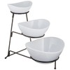 Gracious Dining Three-Tier Oval Serving Bowl Set, White And Black