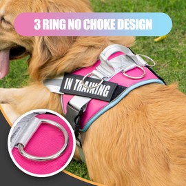Upgraded No Pull Dog Harness, Reflective Adjustable Dog Vest, in Training Service Pet Harness with 8Pcs Dog Patches for All Breeds, 3 Ring Design No-Choke Pet Oxford Vest with Easy Control Handle