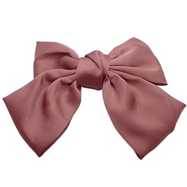 Topkids Accessories Satin Hair Bow Clip Barrette Cute Hair Styling Ribbon Bow Accessory on a Barrette Clip Bows for Girls, Kids, Women, Ladies for Wedding, Festival, Holiday (15cm Pink)
