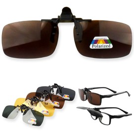 Alleygem Clip-on Sunglasses, For Daytime, Flip Up Glasses, Converts Into Sunglasses, Case Included, Cleaning Cloth, UV400 Protection, Polarized Correction, For Men and Women (Gray) (S)