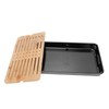 Tea Tray, Rectangular Bamboo Tea Tray with Drip Plate, Teapot,