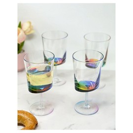 ZJMTOCYU Oval Acrylic Wine Glasses Set of 4, Unbreakable 12oz Stemware for Red and White Wine