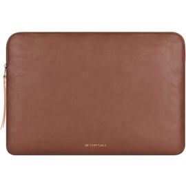 Comfyable Funda para Laptop 13-14 Pulgadas Compatible con MacBook Pro y MacBook Air de 13 Pulgadas M1 M2 M3 2024-2016, Funda para Portátil de Piel Sintética, Marrón