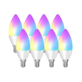 CMARS Smart Light Bulbs E12 Base, Candelabra LED Bulbs Compatible with Alexa Google Home IFTTT, Dimmable and RGB Color Changing Light Bulb, Tunable White Chandelier Light Bulbs (2.4 Ghz only) 8 Pack