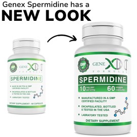 Genex Formulas Spermidine Supplement (60 Vegan Capsules)-10mg of Spermidine from Wheat Germ Extract, Autophagy Supplement for Healthy Aging & Cell Renewal, Non-GMO, Gluten-Free