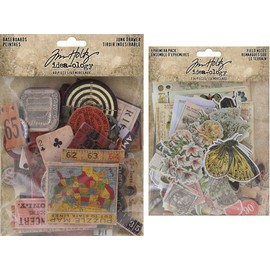 Tim Holtz Idea-Ology 2020 Junk Drawer Baseboards and Field Notes Snippets Ephemera - 2 Item Bundle