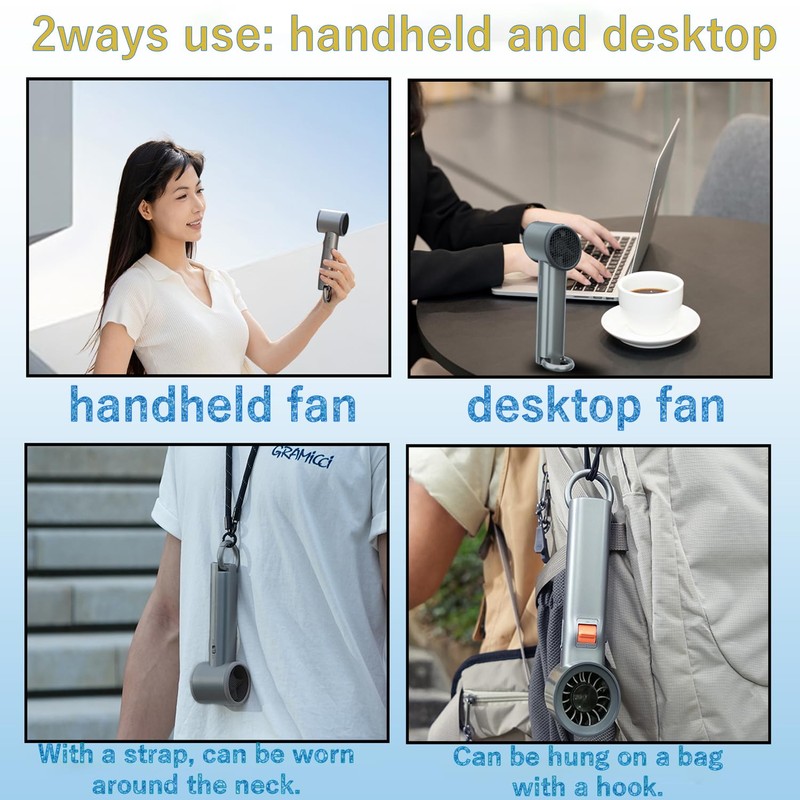 JFStene Portable Handheld Fan Turbo,Personal Hand Fan with Metal Body,1-100