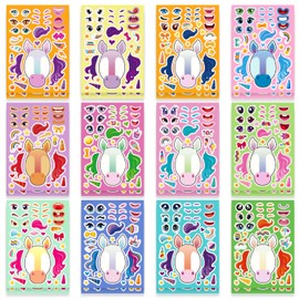 24 Sheets Make Your Own Unicorn Stickers for Kids, Party Favors, Birthday Gifts, Classroom Rewards, Crafts for Boys and Girls