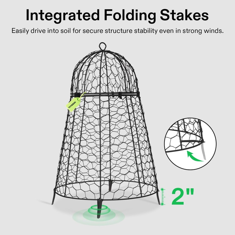 VIVOSUN Garden Cloches for Plants, Rustproof Chicken Wire Cloches with