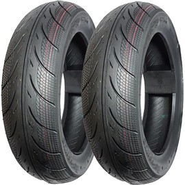 Set of 2 Scooter Tires 3.50-10 Tubeless (Metric 100/90-10), 51J, Front/Rear Motorcycle/Moped, Rim 10"