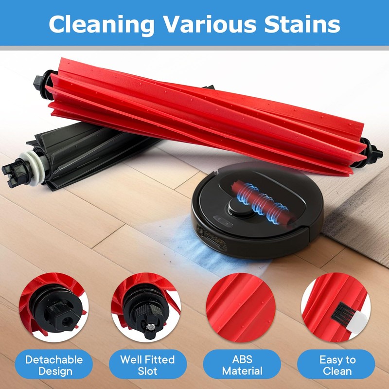 MIXEAL 4 Set Dual Main Brush Accessories Kit for Roborock