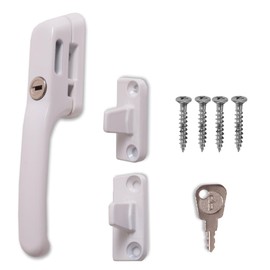 Fixrello White Fastener Casement Window Handle for Timber Surfaces | with Key, Mount/Wedge and Screws for Easily Installation and Security | DIY Friendly Handles | 133mm Length Window Handle (White)