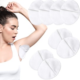 4 Pairs Underarm Sweat Pads Reusable Armpit Absorbing Guards Washable with Shoulder Strap Under Arm Breathable Absorbent Sweat Protectors Pads Guards for Women and Men(White)
