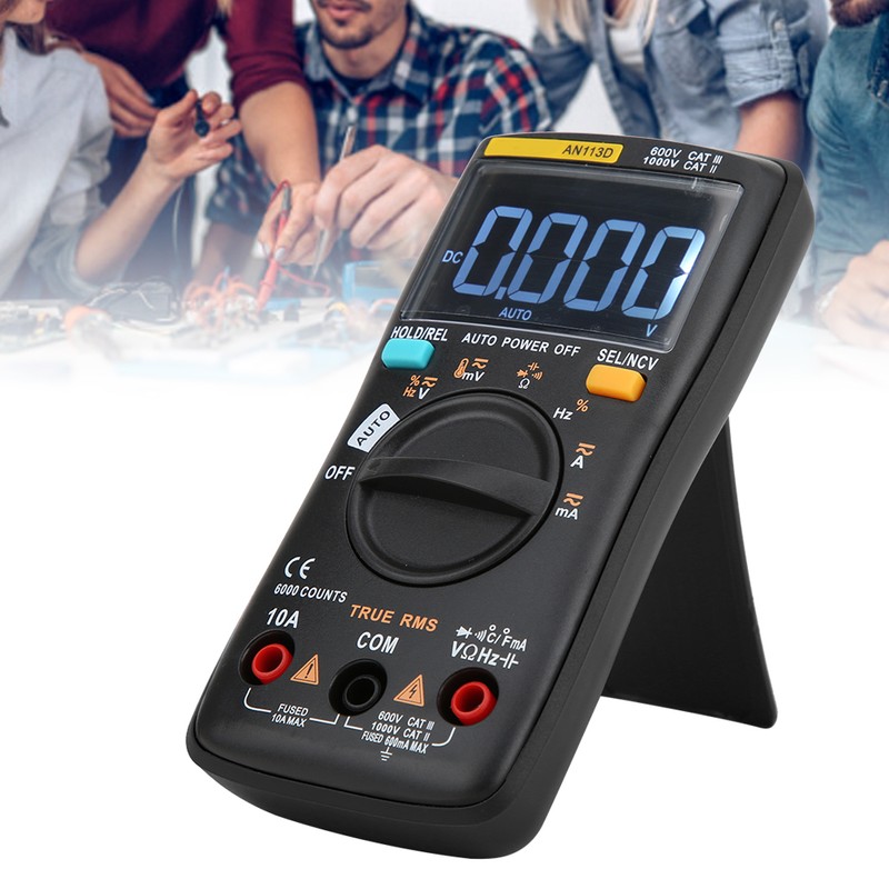 AN113D 6000 Counts Digital Multimeter Transistor Tester Auto Range AC/DC