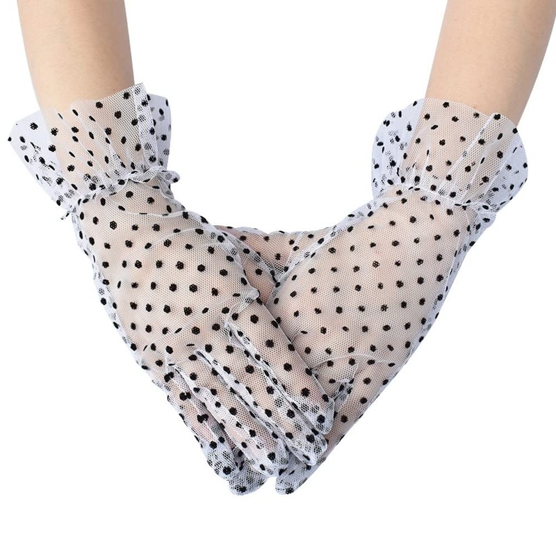 krautwear Women's Gloves Lace Elbow Long Evening Gloves Ruffled Bridal